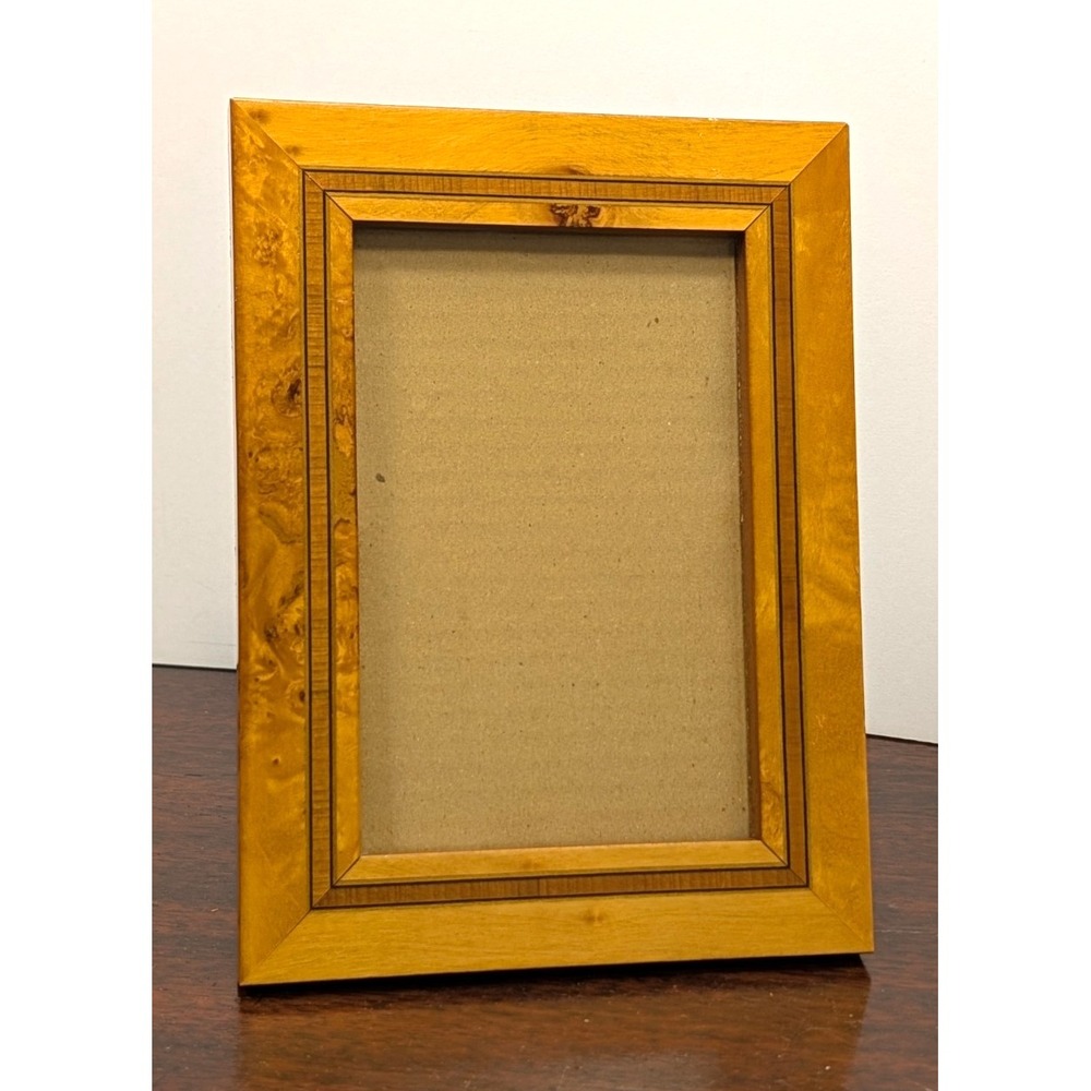 Vintage Figured Maple Wood Picture Frame Inlaid Accent Easel Back 5x7 Photo